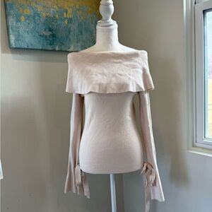 bebe Off-Shoulder Sweater in Soft Cream Size Medium Coquette soft feminine